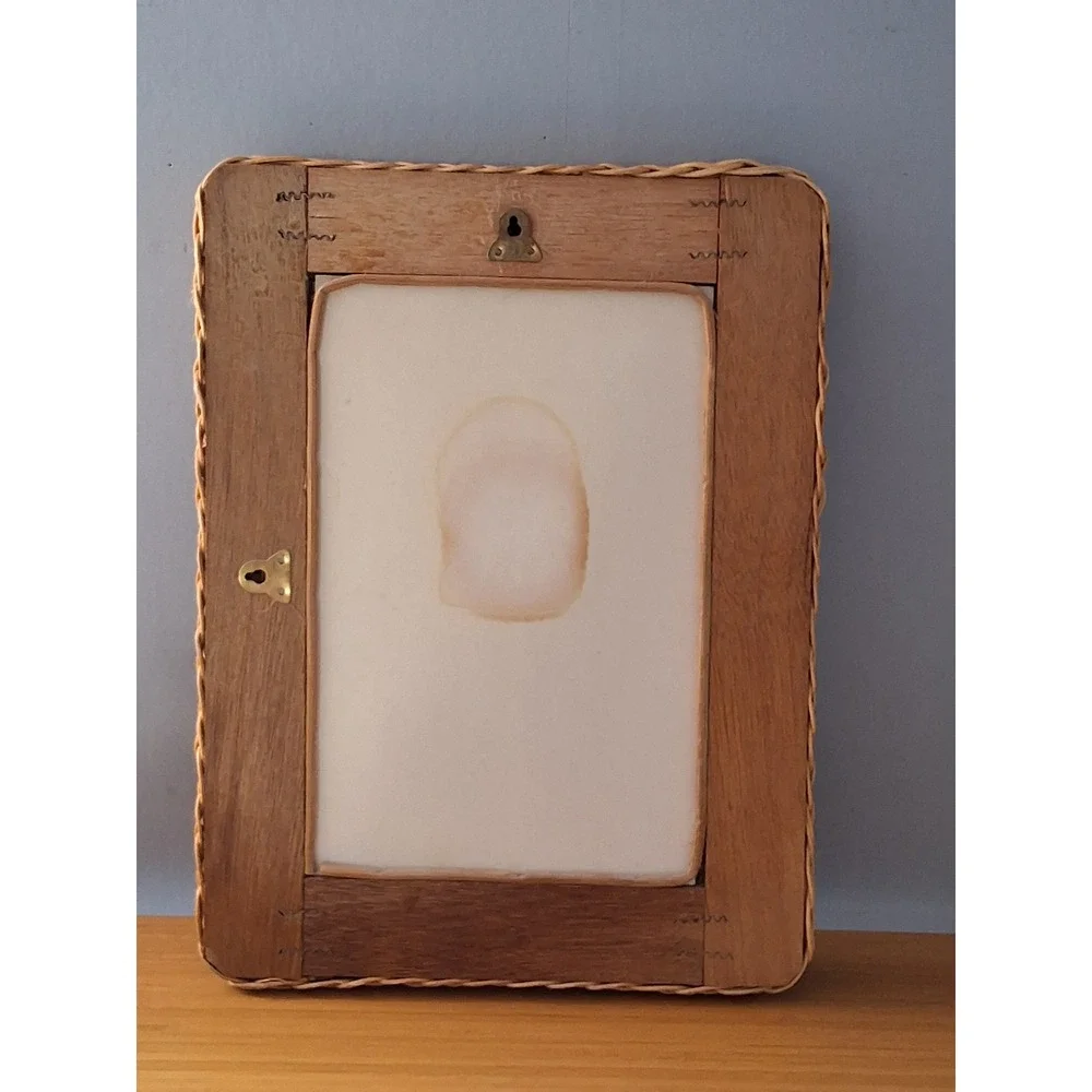 Vintage Wicker Wall Mirror Rectangular Boho Butterfly Accent Honey Rattan 12x16